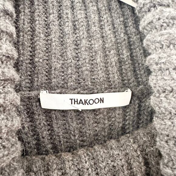 Thakoon Charcoal Grey Chunky Turtleneck Ribbed Oversized Tunic Sweater Large - Picture 8 of 10